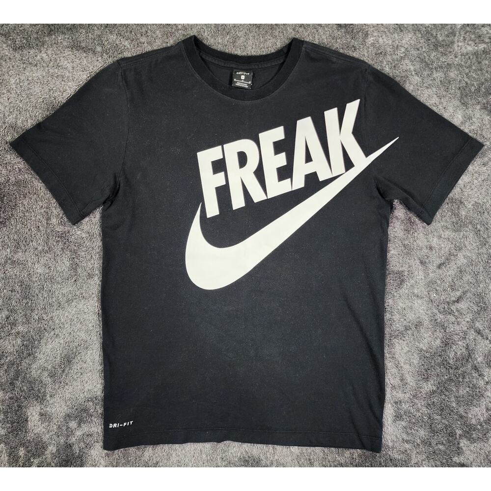Nike Shirt Mens M Black Dri-Fit FREAK Graphic Crew Neck Cotton Polyester